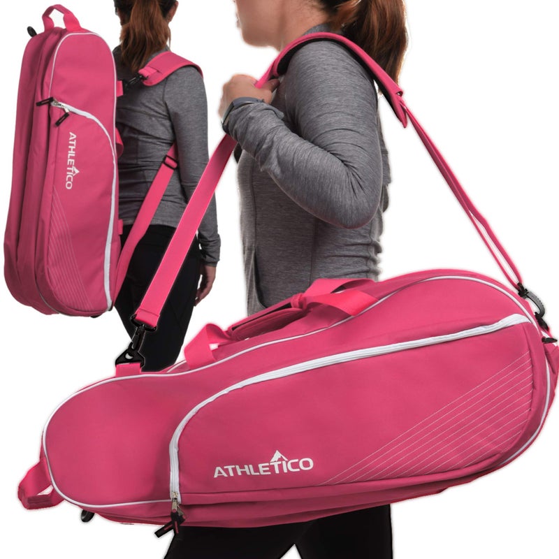 Athletico 6 Racquet Tennis Bag | Padded to Protect Rackets & Lightweight | Professional or Beginner Tennis Players | Unisex Design for Men, Women, Youth and Adults (Pink) - Image 3